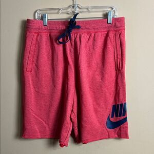 Nike Men’s Size XL Red Raw Hem Sweatpant Shorts with Elastic Waistband